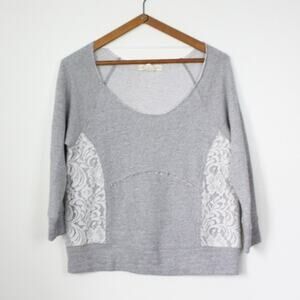 Urban Outfitters Staring at Stars Sweatshirt Women's Size Small Gray Lace
